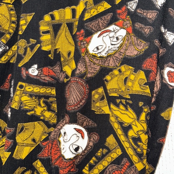 Marsha Brander For Componix Wide Leg Gaucho Pants 14 Funky Art Faces Rayon 80s L - Picture 10 of 14